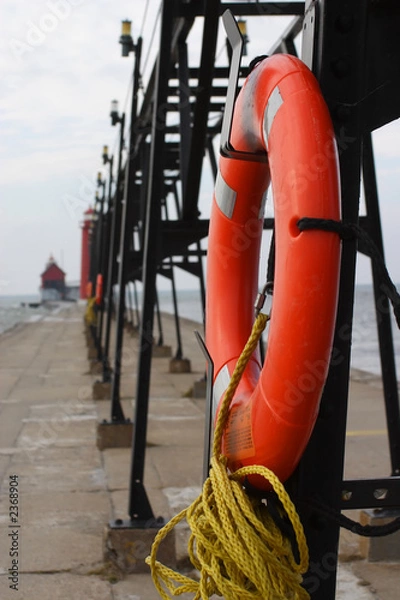 Fototapeta pier lifebuoy