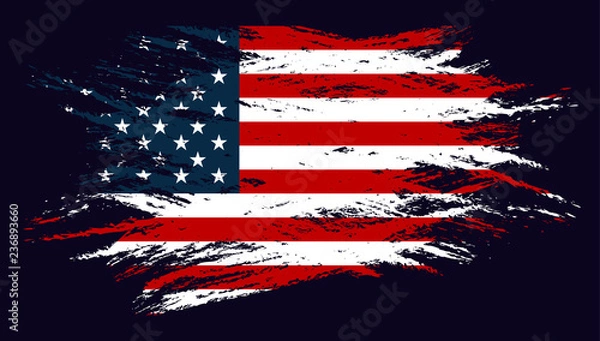 Fototapeta Grunge Flag of the USA. Vector illustration in with grunge texture. 