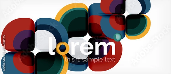 Fototapeta Abstract background - geometric multicolored round shapes composition. Trendy abstract layout template for business or technology presentation