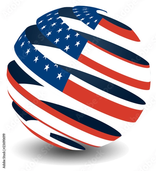 Obraz US flag with globe peel effect