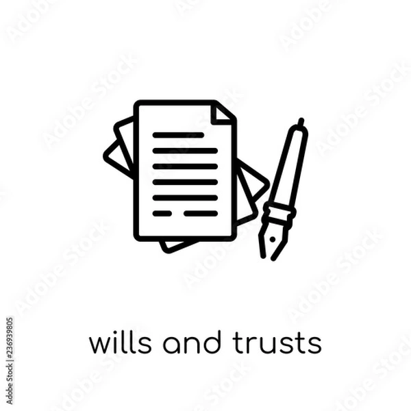 Fototapeta wills and trusts icon. Trendy modern flat linear vector wills and trusts icon on white background from thin line law and justice collection