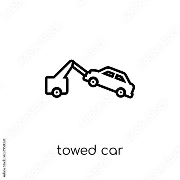 Obraz Towed car icon. Trendy modern flat linear vector Towed car icon on white background from thin line Insurance collection