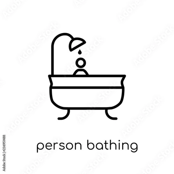 Fototapeta Person Bathing icon. Trendy modern flat linear vector Person Bathing icon on white background from thin line People collection