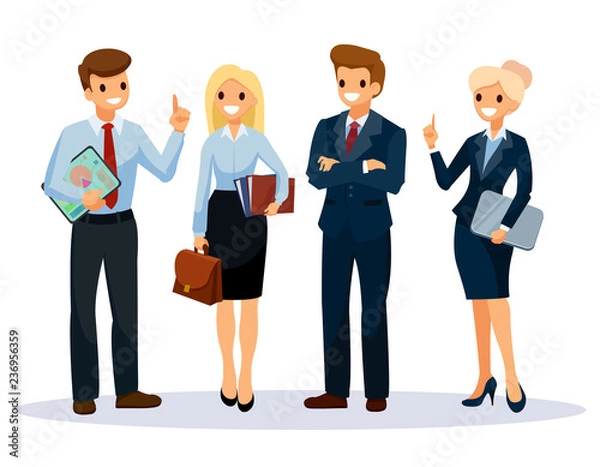 Obraz Office workers group. Business People teamwork . Vector illustration cartoon character.
