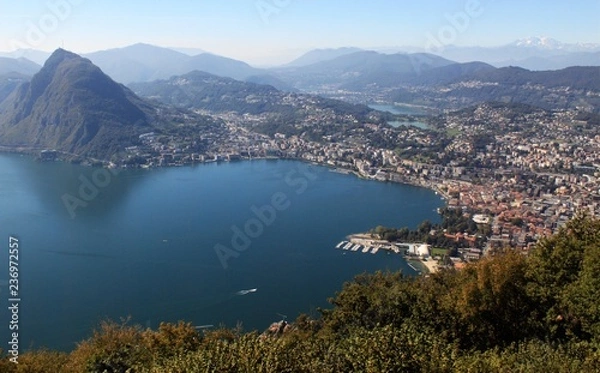 Obraz Blick auf Lugano mit Monte San Salvatore
