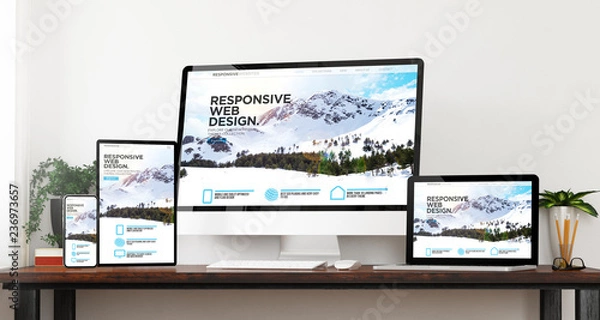 Fototapeta front view responsive website devices mockup