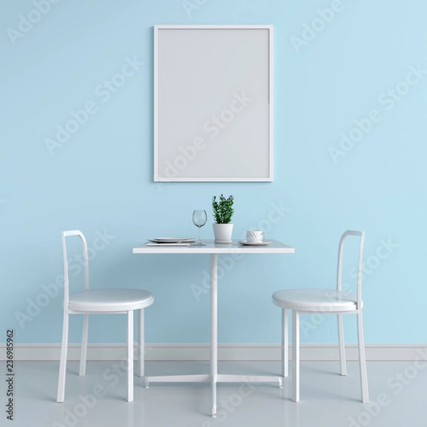 Fototapeta Blank photo frame for mockup on wall, 3D rendering