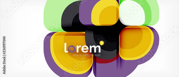 Fototapeta Abstract background - geometric multicolored round shapes composition. Trendy abstract layout template for business or technology presentation