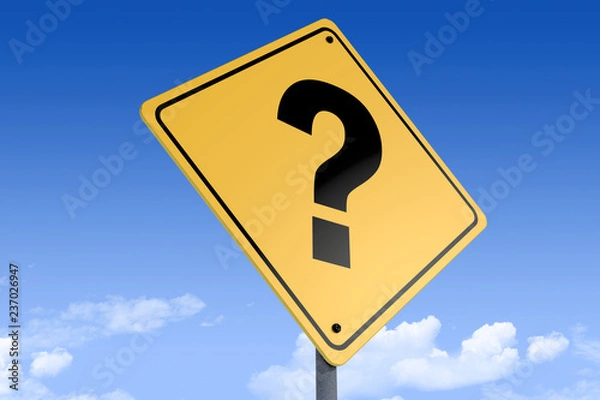Fototapeta 3D Illustration of a road sign_question mark_angle3