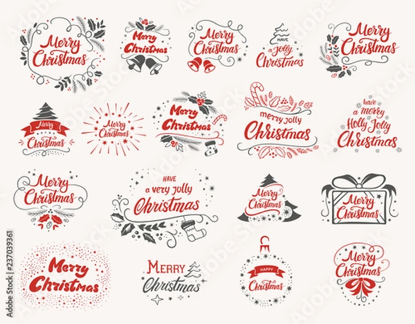 Obraz Christmas lettering designs set