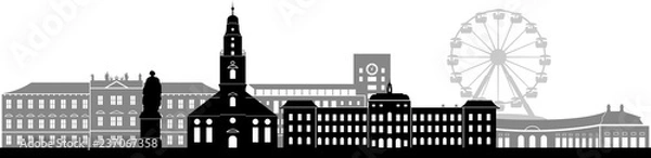 Obraz Erlangen skyline detailliert Graustufen // Vektor