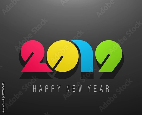 Fototapeta Colorful 2019 greeting card