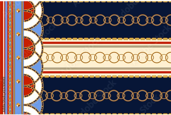 Obraz Baroque seamless pattern with chains. Vector patch for print, fabric, scarf.