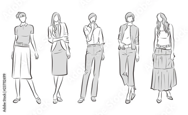 Fototapeta 女性のファッションイラスト