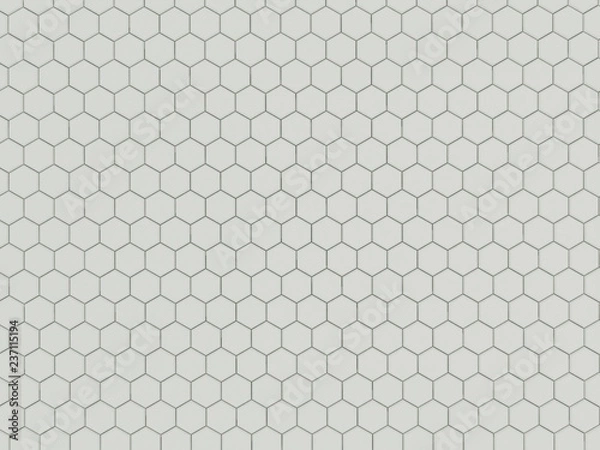 Obraz White geometric hexagonal abstract background. 3d rendering