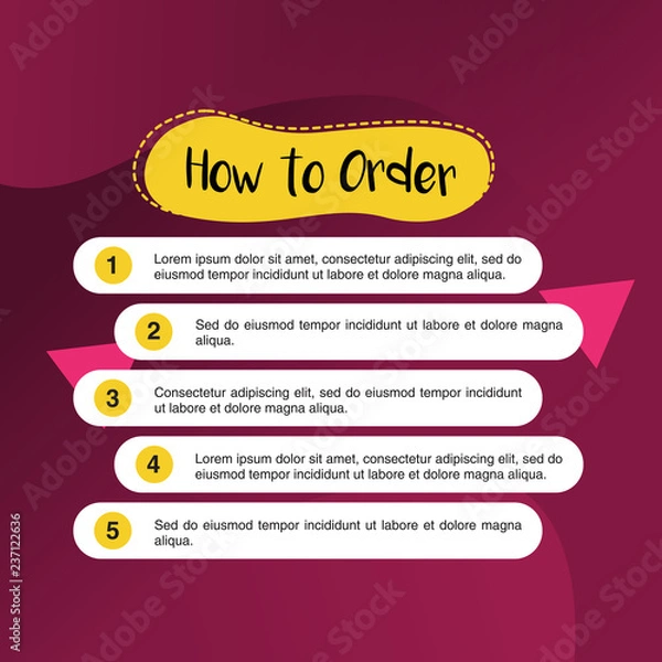 Obraz template illustration how to order, format order, Online payment, Payment options, call to action, online shop, social media. Modern design.