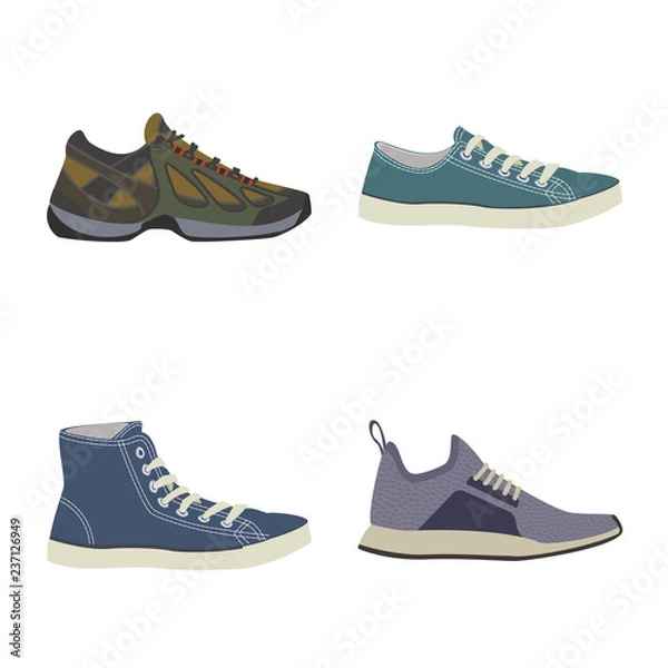 Fototapeta Vector design of shoe and footwear icon. Collection of shoe and foot stock vector illustration.