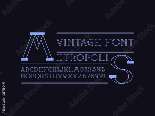Fototapeta Metropolis font. Vector alphabet 
