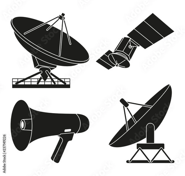 Obraz Black white telecommunication silhouette elements