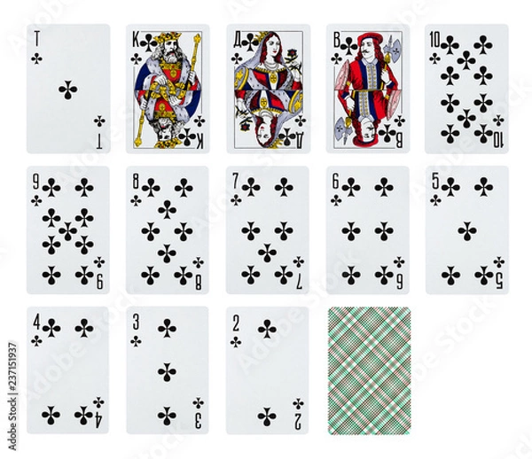 Fototapeta Set of cross playing cards isolated on white