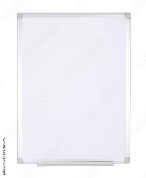 Obraz Magnetized empty whiteboard isolated on white background.