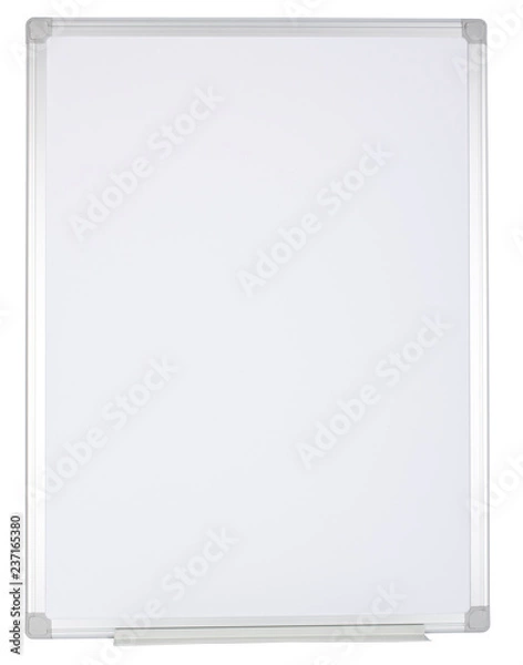 Obraz Magnetized empty whiteboard isolated on white background.