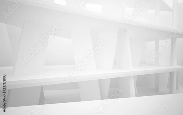 Fototapeta Abstract white interior highlights future. Architectural background. 3D illustration and rendering