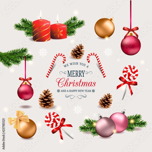 Obraz Realistic Christmas set