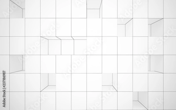 Fototapeta Abstract white interior highlights future. Polygon drawing. Architectural background. 3D illustration and rendering