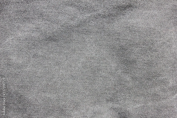 Fototapeta Dark Grey Texture Background of  Seamless Empty Fabric, Close Up Top View. Washed Out Gray Jean Fabric Backdrop, Empty Simple Canvas to Use as Copy Space, Template, Layout, Mock Up or Banner