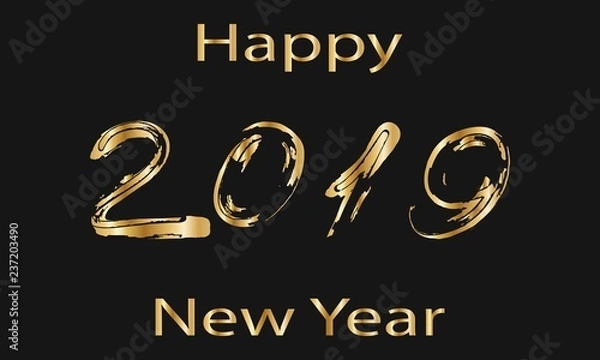 Obraz 2019 Happy New Year. Golden Text. Vector illustration