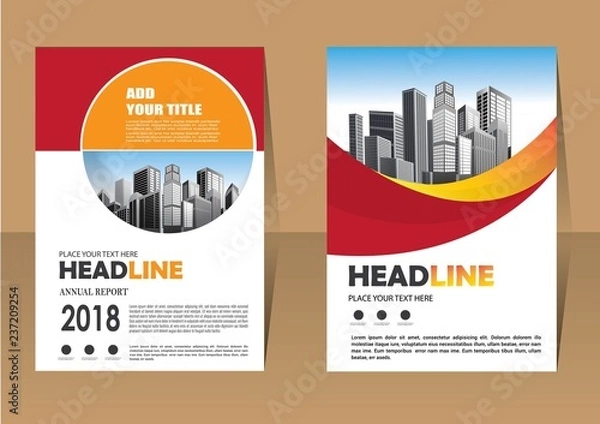 Fototapeta Brochure template layout, cover design annual report, magazine, flyer or booklet in A4 with blue geometric shapes on polygonal background