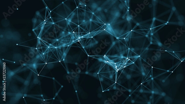 Fototapeta abstract blue geometrical background with lines and dots.