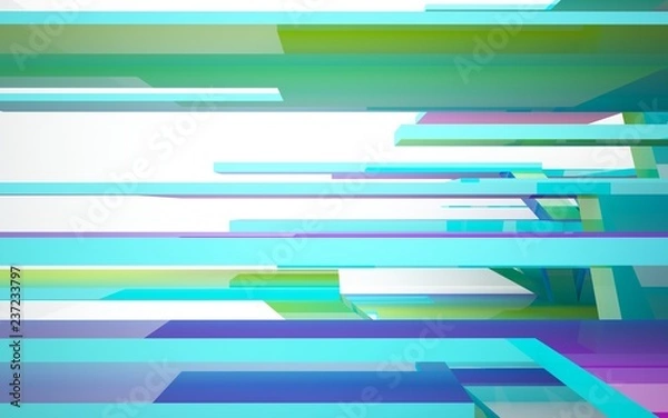Obraz Abstract dynamic interior with gradient colored objects. 3D illustration and rendering