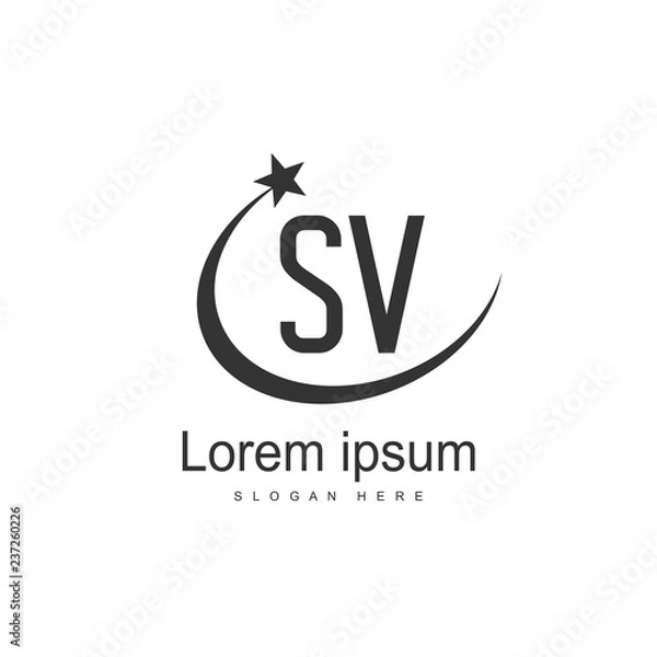 Fototapeta Initial letter SV Logo Template. Minimalist letter logo