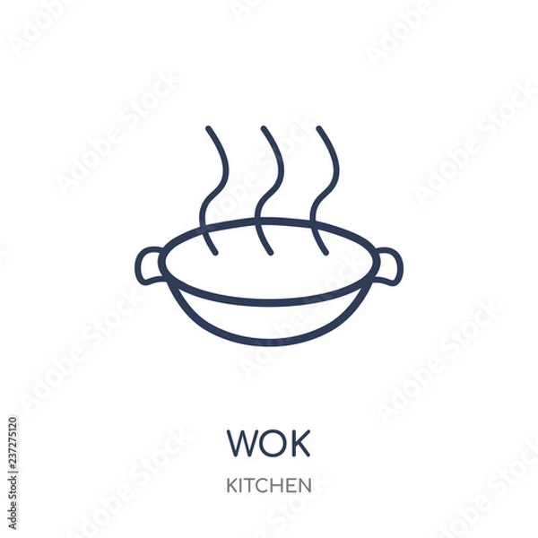 Obraz wok icon. wok linear symbol design from Kitchen collection.