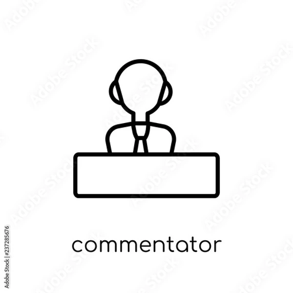 Fototapeta Commentator icon. Trendy modern flat linear vector Commentator icon on white background from thin line sport collection