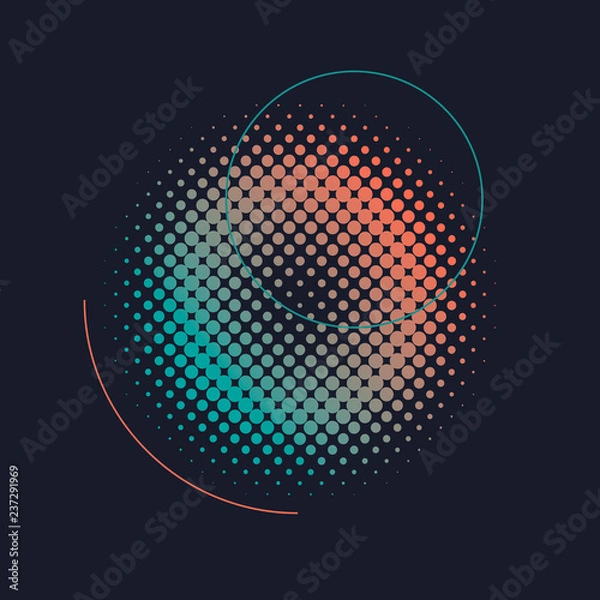 Fototapeta Green and orange halftone badge vector