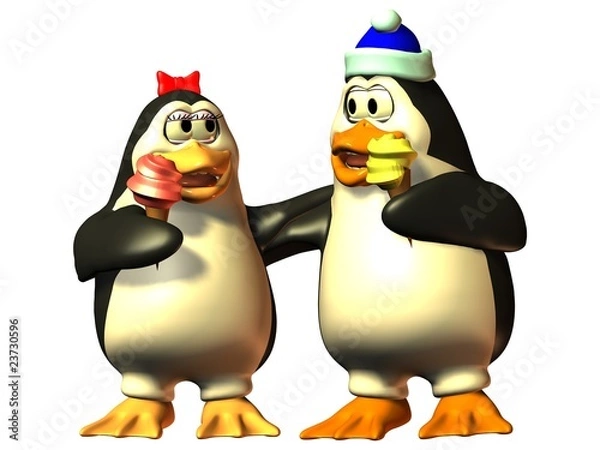 Obraz Pinguin mit Softeis