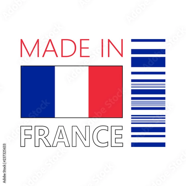 Obraz VECTOR ICON OF MADE IN FRANCE WITH BAR CODE 