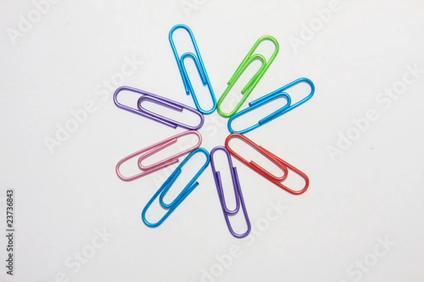 Obraz round paper clip in white background