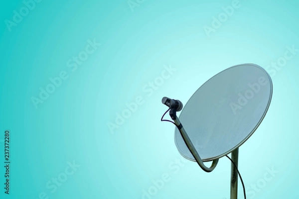 Fototapeta Communication concept with Satellite dish on pastel background