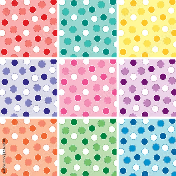 Fototapeta Nine Polka Dot Patterns