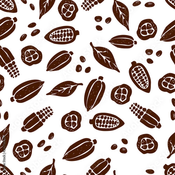 Fototapeta Hand drawn cocoa seamless pattern, vector