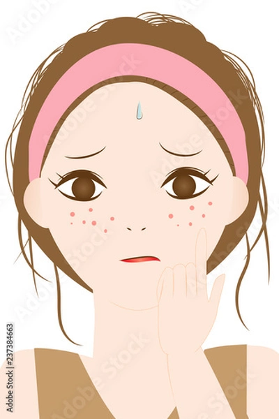 Fototapeta にきびに悩む女性