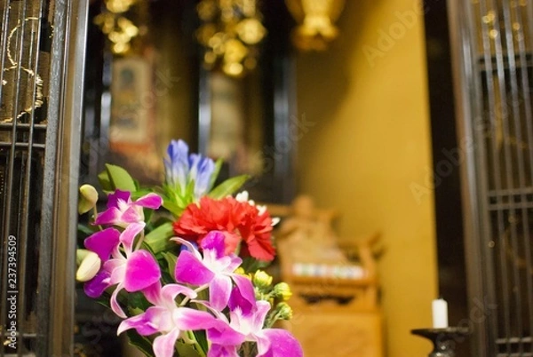 Fototapeta 仏花と仏壇