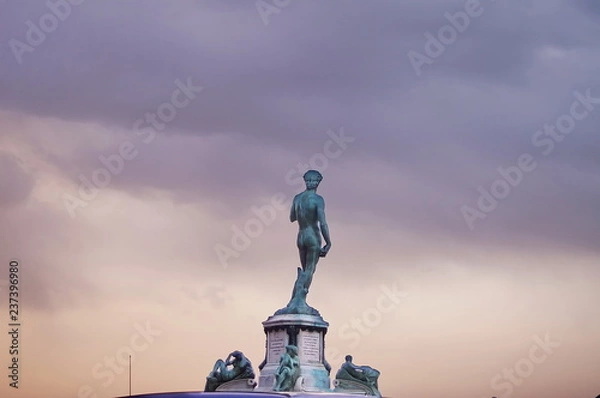 Obraz Statue of David at Piazzale Michelangelo at sunset, Florence