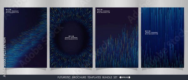 Obraz Futuristic stripe gradient blue lines  brochure set.