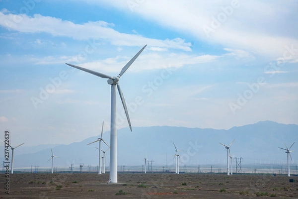 Fototapeta Wind turbines energy source in china