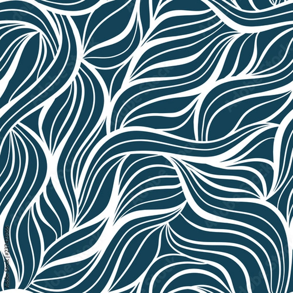 Fototapeta Waves seamless pattern. Vector illustration with sea waves. Sea style souvenirs. For pattern fills, wallpaper, print for clothers, wrapping paper